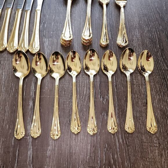 Hampton Silversmiths Versailles 235 Flatware 24kt Gold Plated lot of 48 pieces‎ - Picture 7 of 15